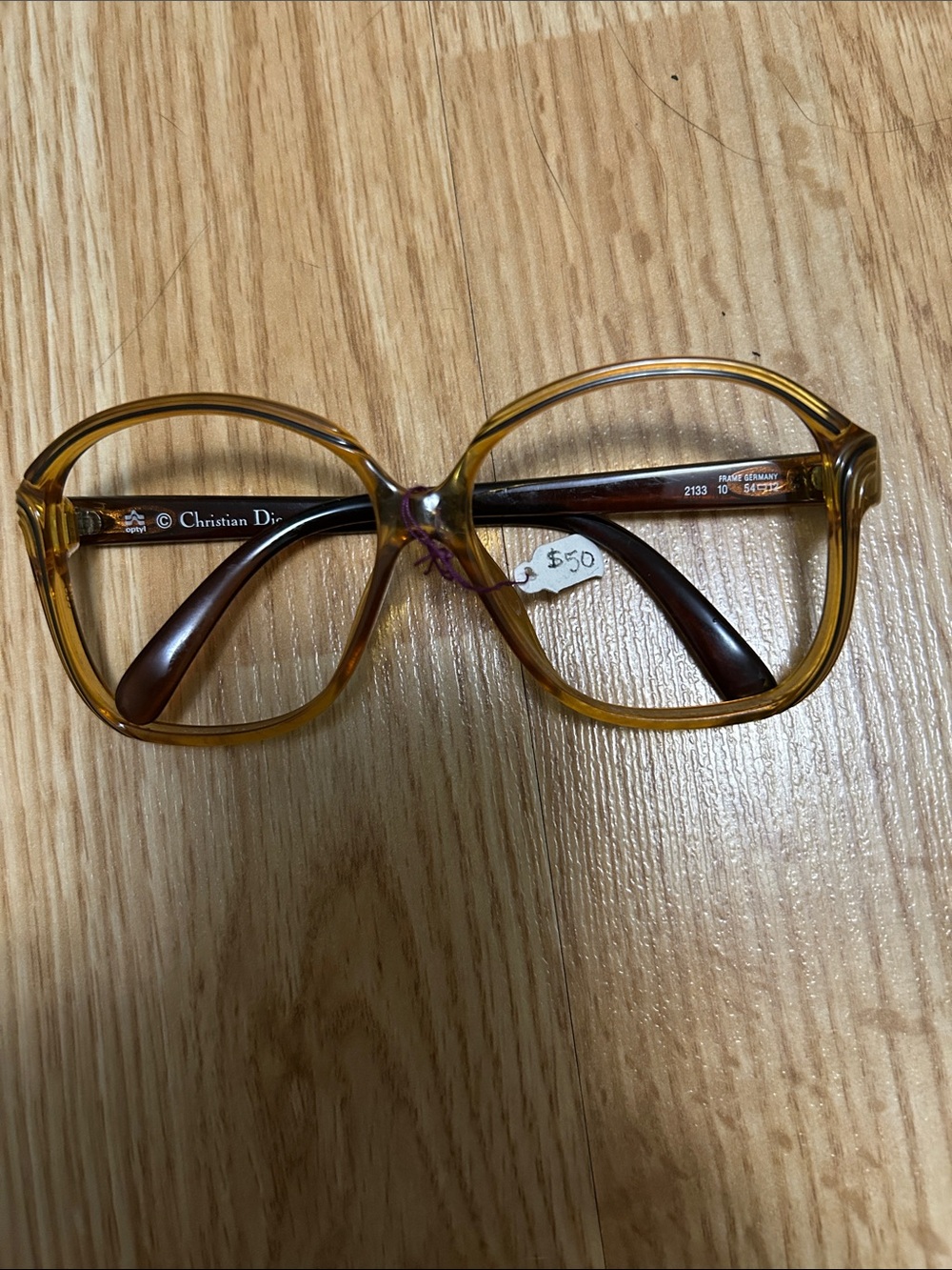 Christian Dior Women's Amber Tortoise Clear Frame Glasses